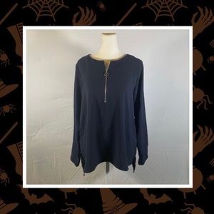 Ann Taylor Navy Blouse. Size Small